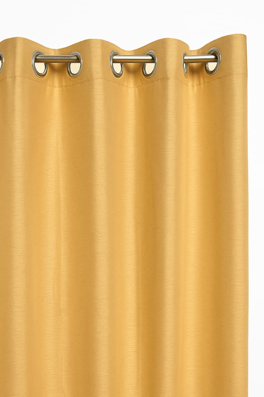 Elegant Golden Eyelet Curtain – 7 Feet