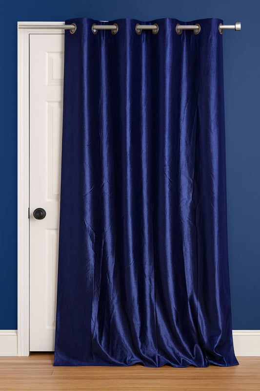 Luxury Navy Blue Textured Eyelet Curtain – 7 Feet