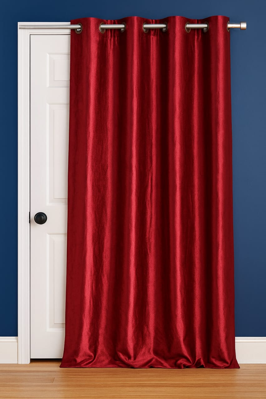 Rich Red Eyelet Curtain – 7 Feet